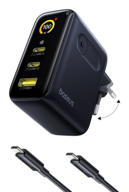 Carregador Baseus PicoGo AE21 Charger 2C+A 100W Preto + Type-C 1.5m Bl