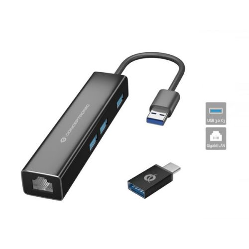 Comprar CONCEPTRONIC HUB USB-C 3XUSB3.0 1xRJ45 + ADAPT USB-C PARA USB-A