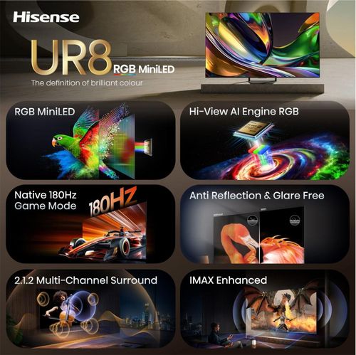 HISENSE Serie UR8S RGB MiniLED 75INCH Ultra HD USB HDMI WIFI BT