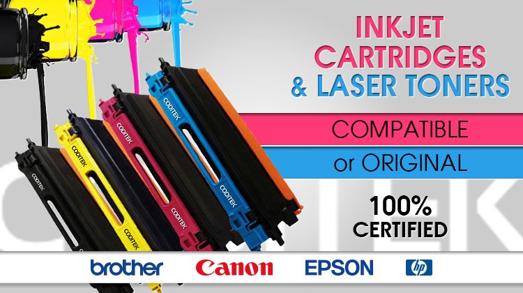 Inkjet cartrigdes & Laser toners. Compatible or original. 100% certified