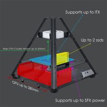 PC case AZZA Pyramid Mini 806, Bench/Show housing aluminium/black Tem