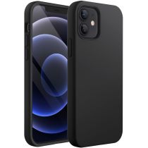 achat Photo - Étui de silicone Pour iPhone 12 en Noir avec forro de microfibra 