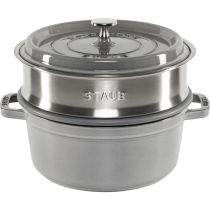 achat Skillet et Casseroles - Staub Cocotte 24cm ronde, + insert vapeur, gris graphite 1010570