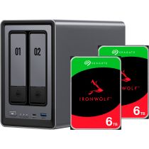 Revenda Backup / NAS - UGREEN DXP2800 + 2x 6TB Seagate IronWolf HDD Bundle, NAS Capacidade: