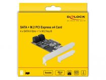 4 Port SATA und 1 Slot M.2 Key B PCI Express x4 Karte - Low Profile Fo