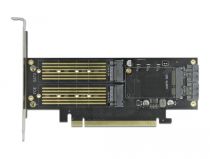 PCI Express x16 Karte zu 1 x M.2 Key B + 1 x NVMe M.2 Key M + 1 x mSAT