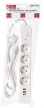 Entac multiprise 4x 3x USB-A, 1,5m blanc