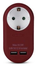 Entac Adaptateur prise + 2x USB-A bourgogne