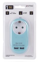 Adattatore presa Entac + 2x USB-A blu