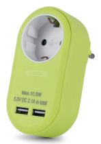 buy Adaptors - Entac socket outlet adapter + 2x USB-A lime