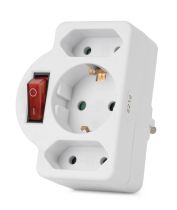 Kaufen Adapter - Entac Steckdosenadapter 2x Euro 1x Schukon Schalter weiÃŸ
