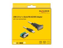 DELOCK Adaptateur USB-A RS-422 485 mâle+ 6P bloc terminal 5V 1m