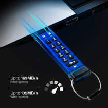 STICK iStorage USB-Stick datAshur Pro blau. schwarz 8 GB
