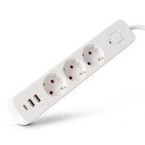 buy AC Adapter - Entac 3-Outlet Power Strip 2 USB-A 1 USB-C Ports, 1.5 m, Whit