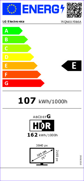 LG QNED MiniLED TV 75QNED70B6A 75 4K UHD 60Hz Smart TV WebOS HDR10