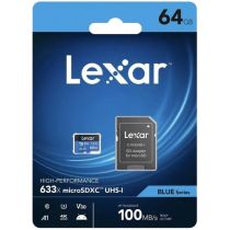 Comprar Tarjeta Micro SD / TransFlash - Tarjeta SDXC Lexar micro Azul Plus 64 GB, 100 MB s, V30, adapta LMSBLPL064G-BNANG