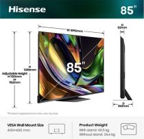 HISENSE Serie UR8S RGB MiniLED 85INCH Ultra HD USB HDMI WIFI BT