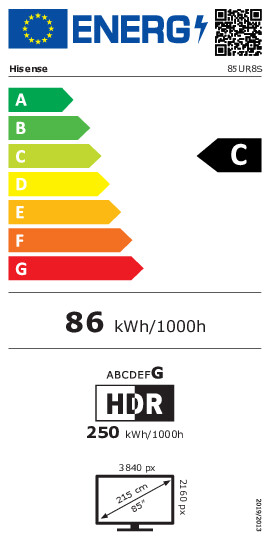 HISENSE Serie UR8S RGB MiniLED 85INCH Ultra HD USB HDMI WIFI BT
