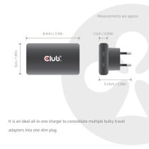 Chargeur Club3D 2xUSB Type-C Slim PD3.1 65 W, GaN 