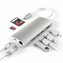 Concentrador multipuerto USB-C V2 8 en 1 Satechi, color plata, ST-T