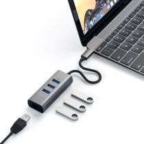 Satechi Type-C 2 en 1: concentrador USB 3.0 3 puertos Ethernet, 4