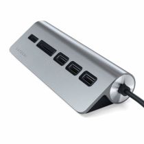 Concentrador USB lector tarjetas Satechi Type-C aluminio, gris