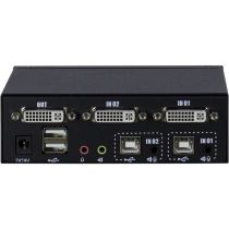 Conmutador KVM Inter-Tech AS-21DA DVI, 2 puertos, metal, panel frontal