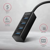 AXAGON HUE-M1AL Mini-hub USB-A, 4 ports USB-A 3.2 Gen 1, argent - 1,2 