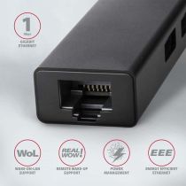 AXAGON HMA-GL3A Multiport-Hub, USB 3.0 Typ A, Gbit-LAN, 3x USB-A, micr